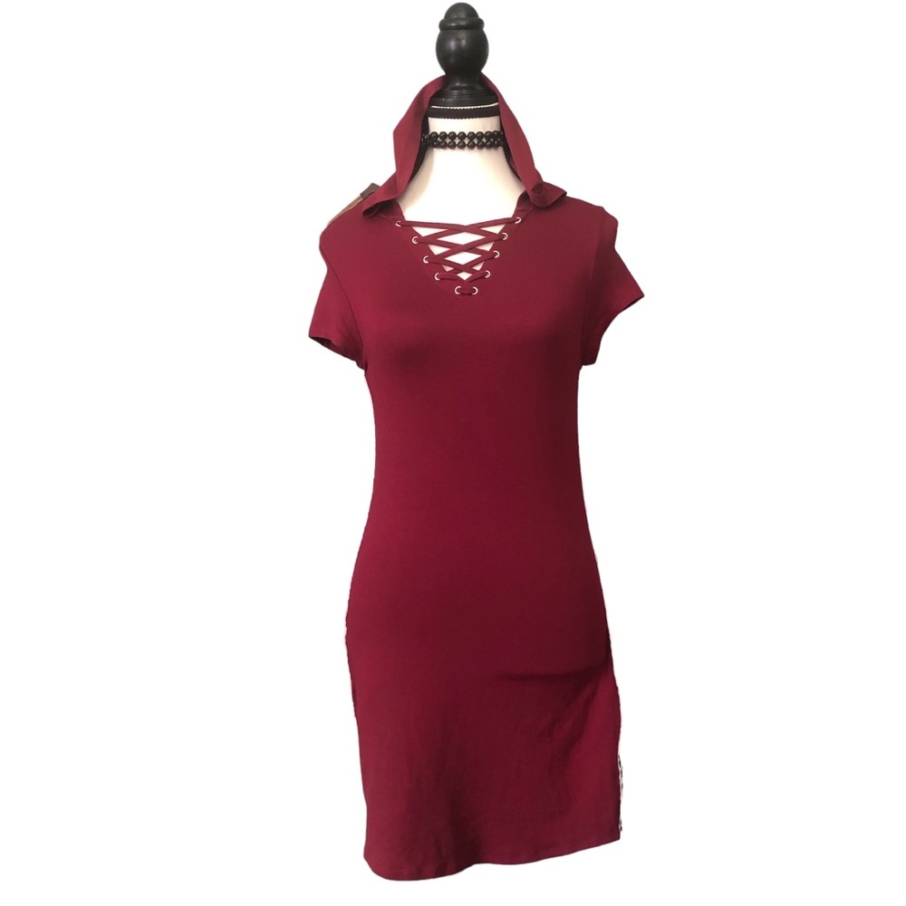 Dress girls with hoodie Burgundy